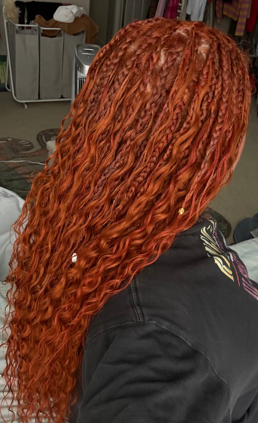 Customer photo review of #350 Flaming Ginger Deep Wave Bulk Hair Extensions for Braiding