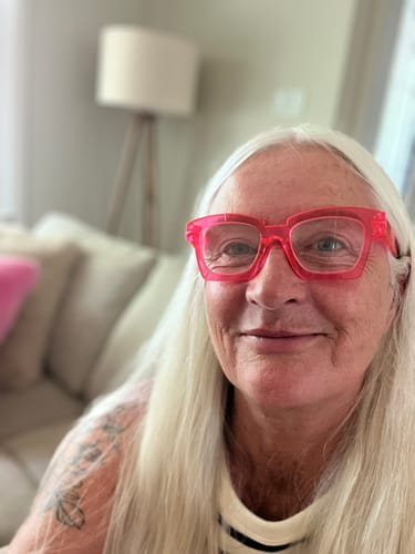 Customer photo review of 6 Pack Funky Screwless Metalless Reading Glasses NR2019
