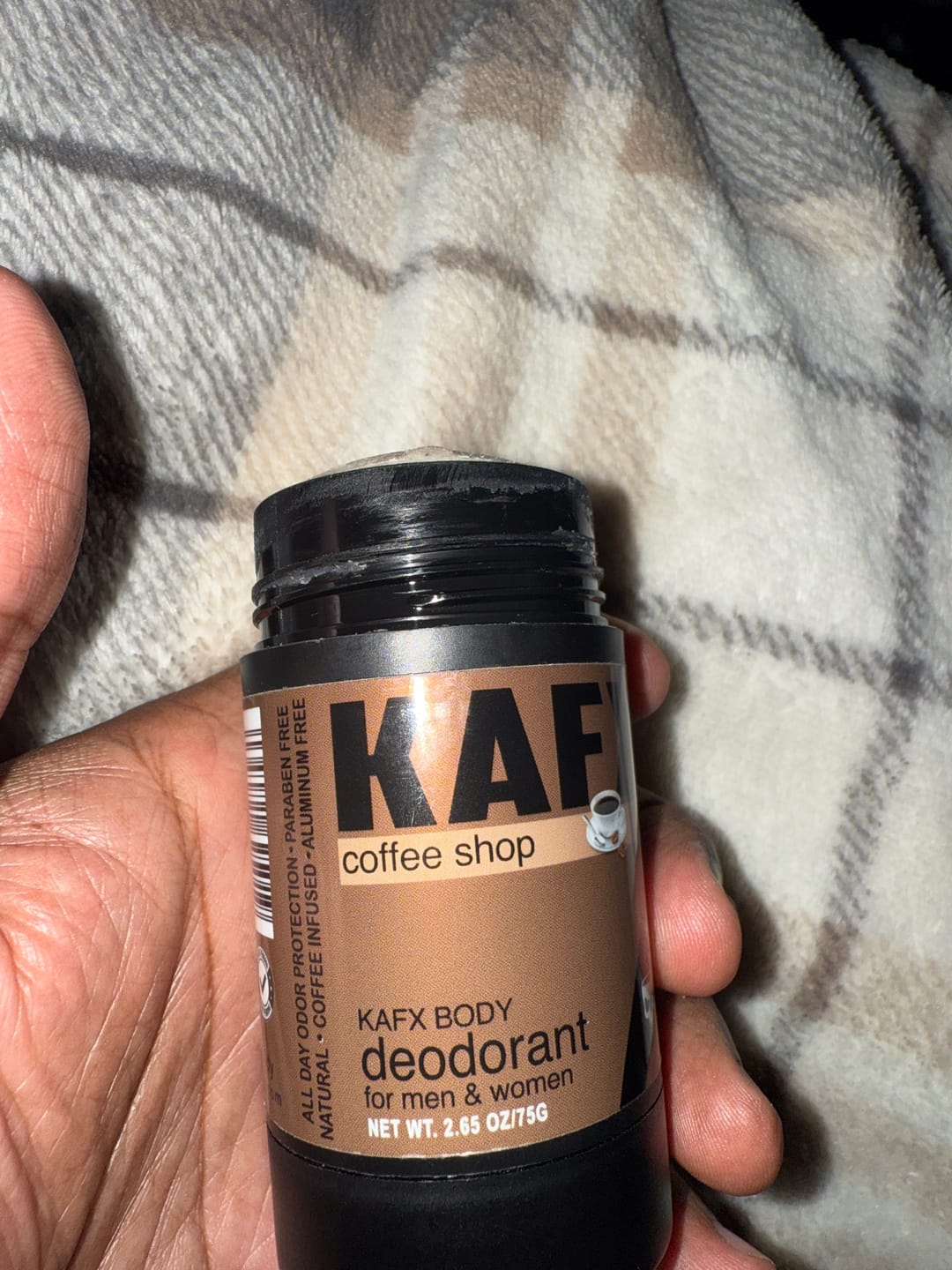 Customer photo review of Coffee Shop KAFX Body Natural Coffee Infused Deodorant