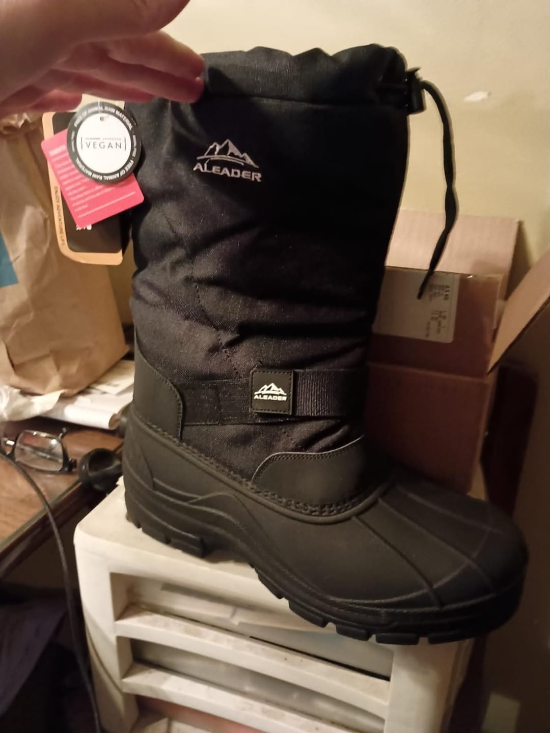 Customer photo review of Aleader Men's Winter Waterproof Insulated Shell Outdoor Snow Boots