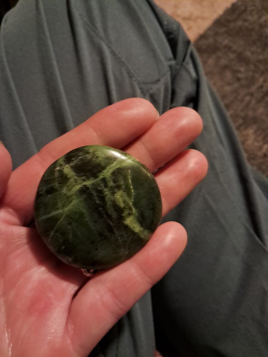 Customer photo review of Green Nephrite Jade Mini Palm Stones for Luck & Prosperity