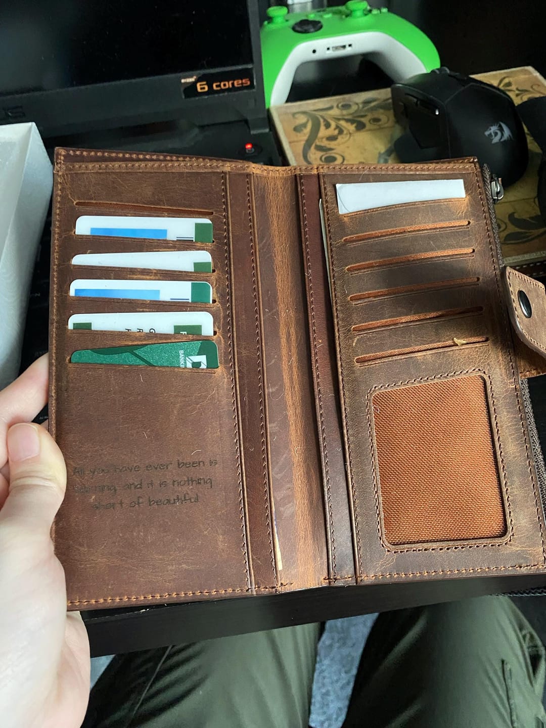 Customer photo review of Leather Wallet with Phone Compartment, Modern Travel Accessory, Crossbody Phone Wallet, Leather Bag, Women's Purse