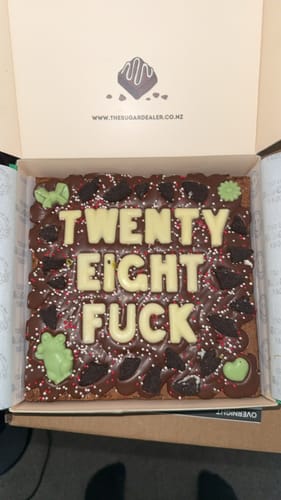 Customer photo review of Custom message pistachio brownie