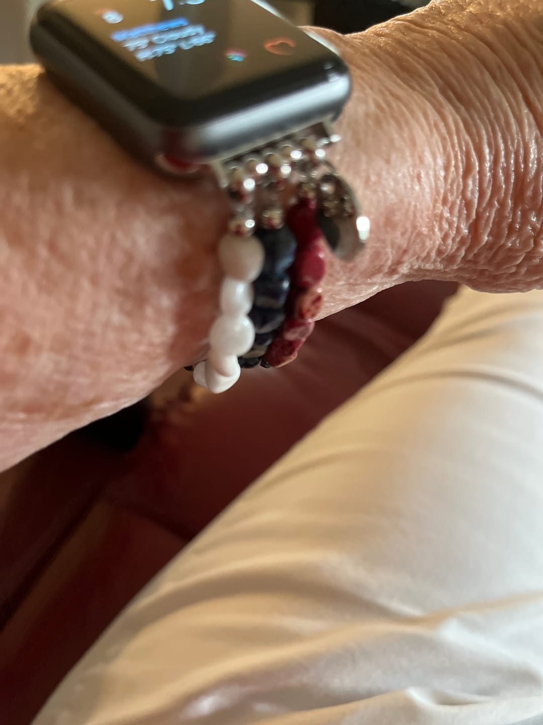 Customer photo review of Independence Flame Stretch Apple Watch Strap