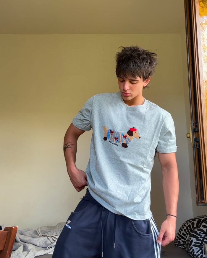 Customer photo review of Aelfric Eden Cartoon Dog Embroidery Tee