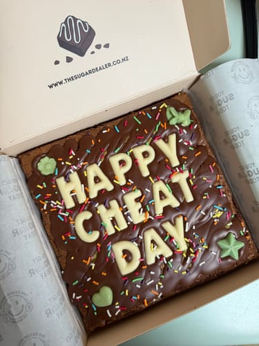 Customer photo review of Custom message pistachio brownie