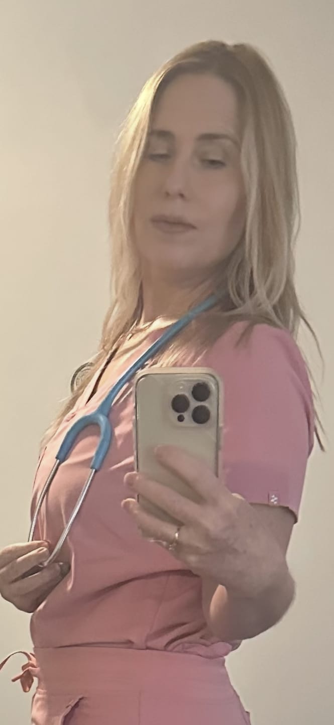 Customer photo review of FLORENCE Three Chest Pocket Scrub Top (Original SLTECH™ fabric) - Picasso Pink