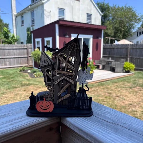 Customer photo review of Halloween house scene lamp laser cut svg file