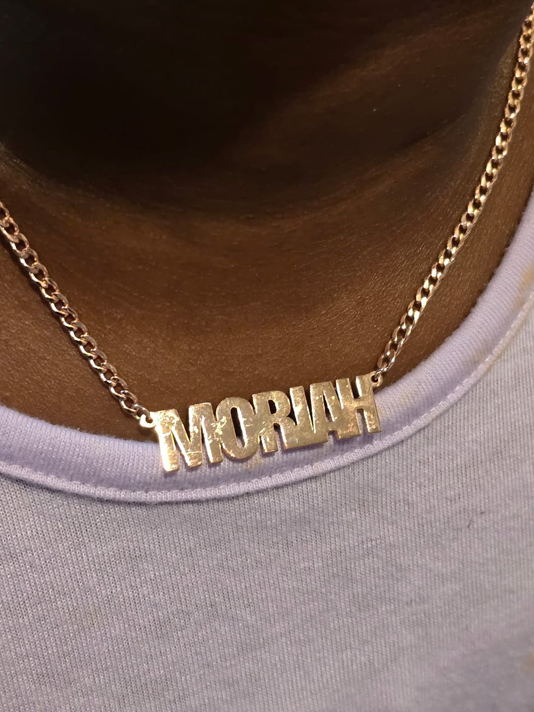 Customer photo review of Kids Block Name Necklace w/ Cuban Chain