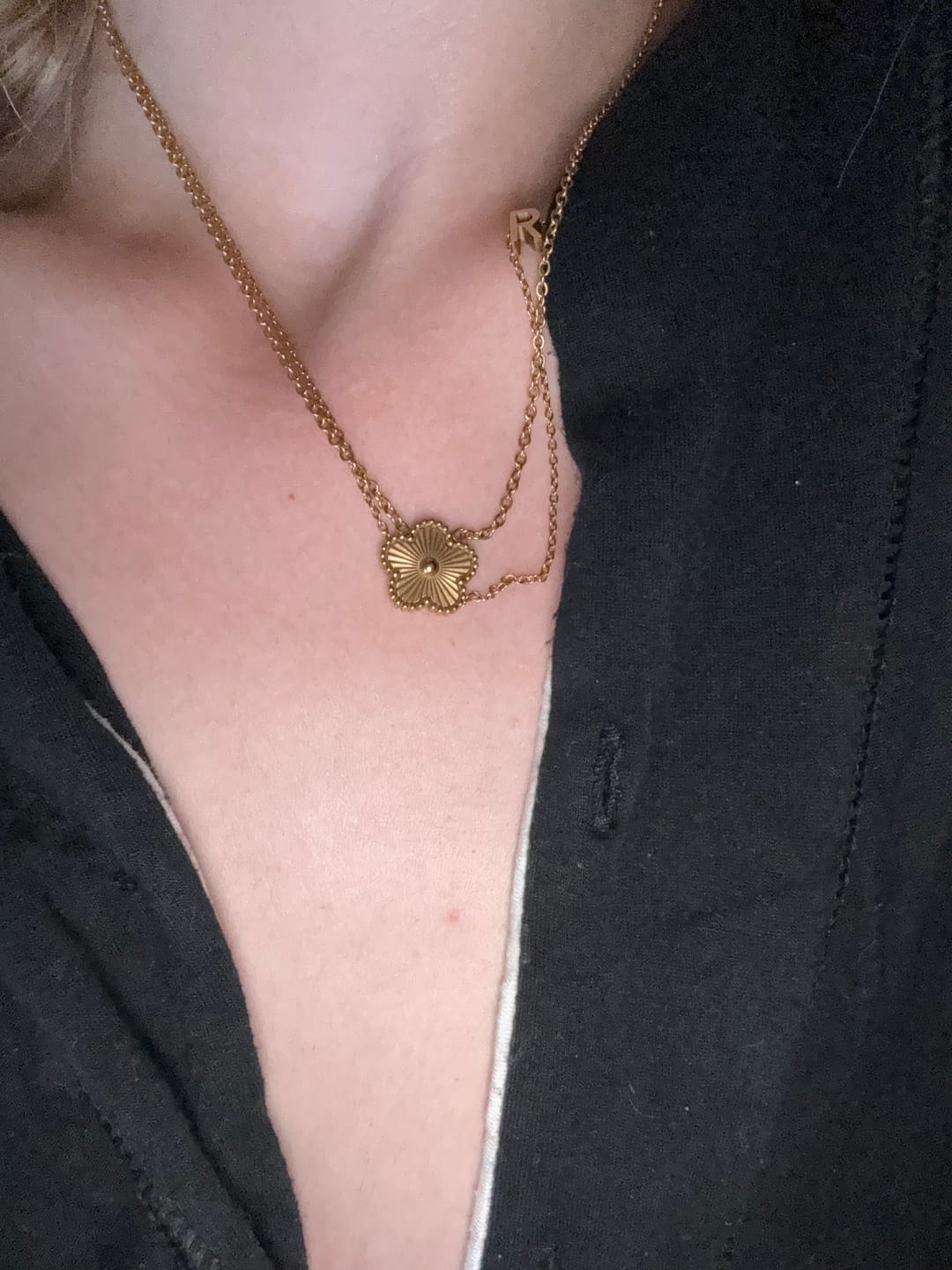 Customer photo review of Golden Clover Necklace