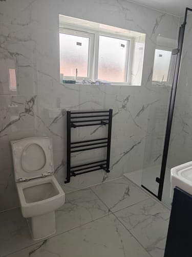 Customer photo review of Matt Black Enclosure with Stone Shower Tray - Various Sizes Available