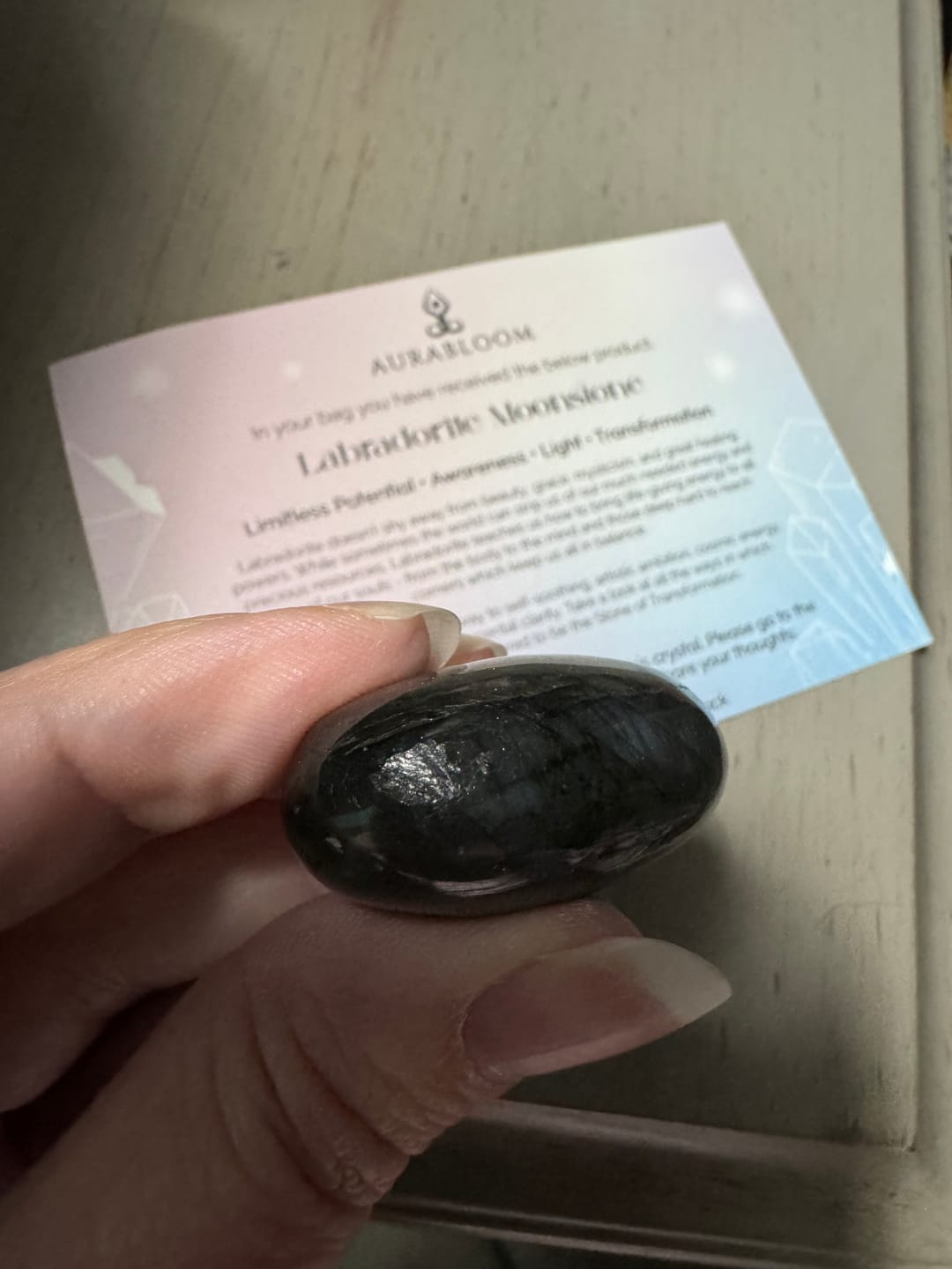 Customer photo review of Labradorite Pocket Stone