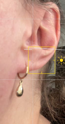 Customer photo review of Teardrop Huggie Hoop Earrings in 9ct Yellow Gold