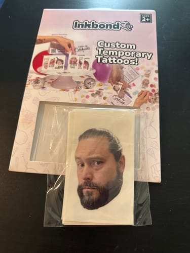 Customer photo review of Custom Photo Face Temporary Tattoo