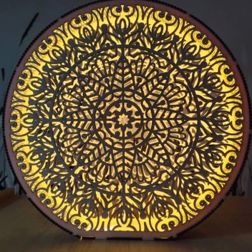 Customer photo review of Laser cut Mandala night table lamp svg file