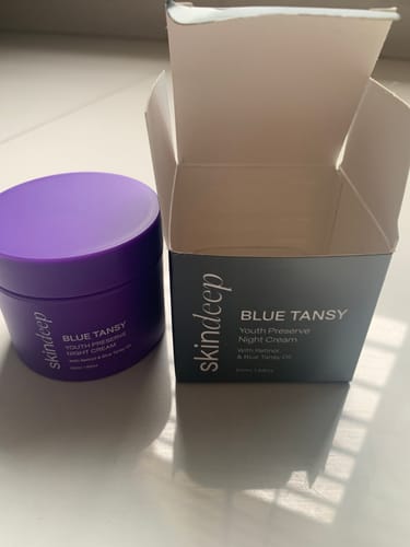 Customer photo review of BLUE TANSY - Youth Preserve Night Cream with Retinol & Blue Tansy Oil