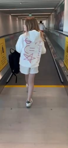 Customer photo review of happy white hoodie