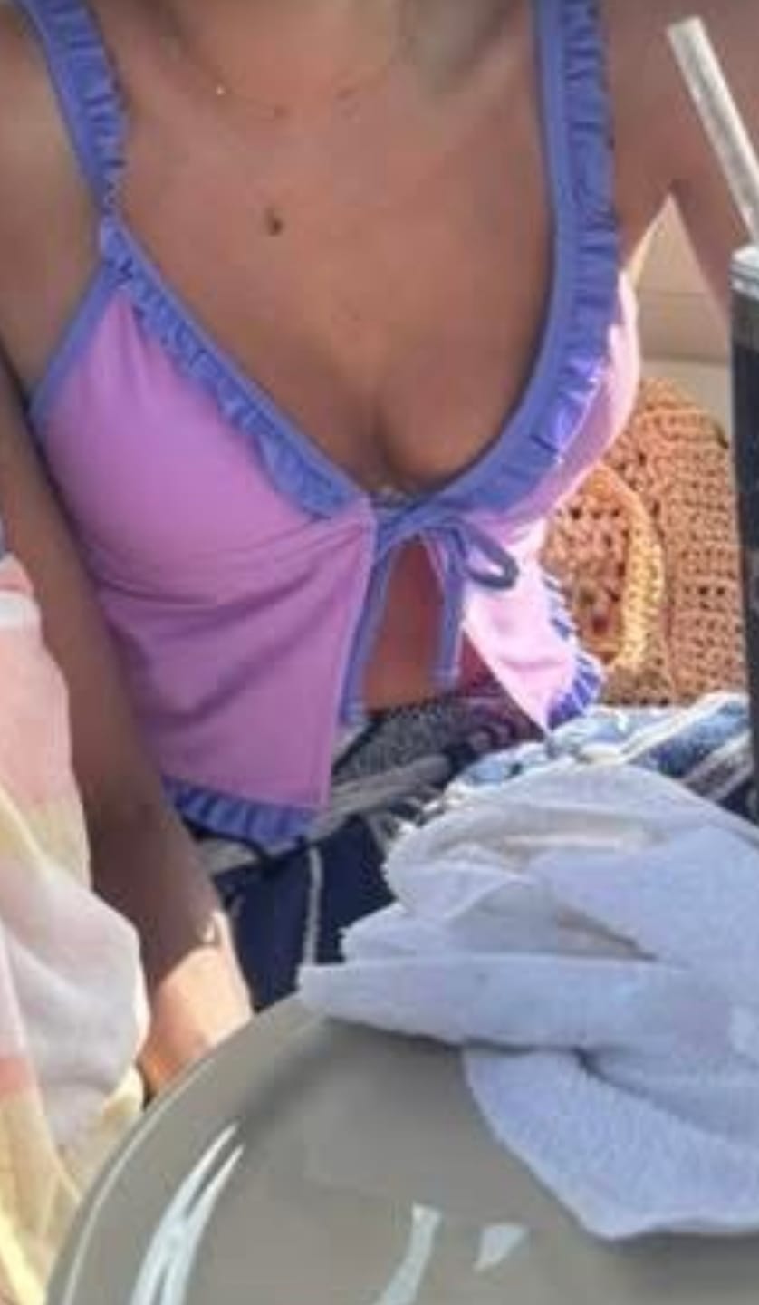 Customer photo review of LILY-TANKINI Lavender Ruffle Triangle Tankini Top