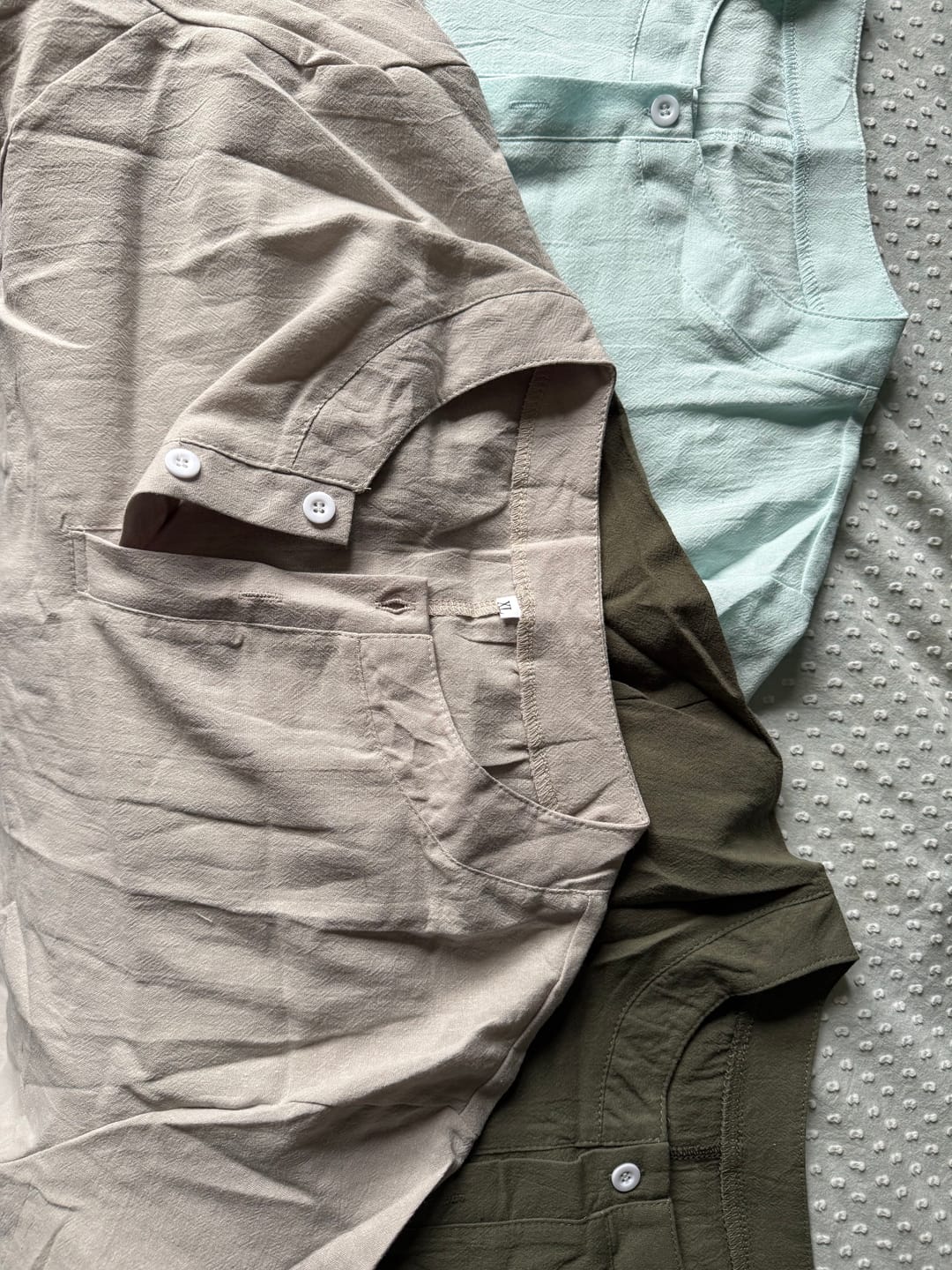 Customer photo review of Buddha Stones Summer Men's Solid Color Button Short Sleeve Cotton Linen Shirt