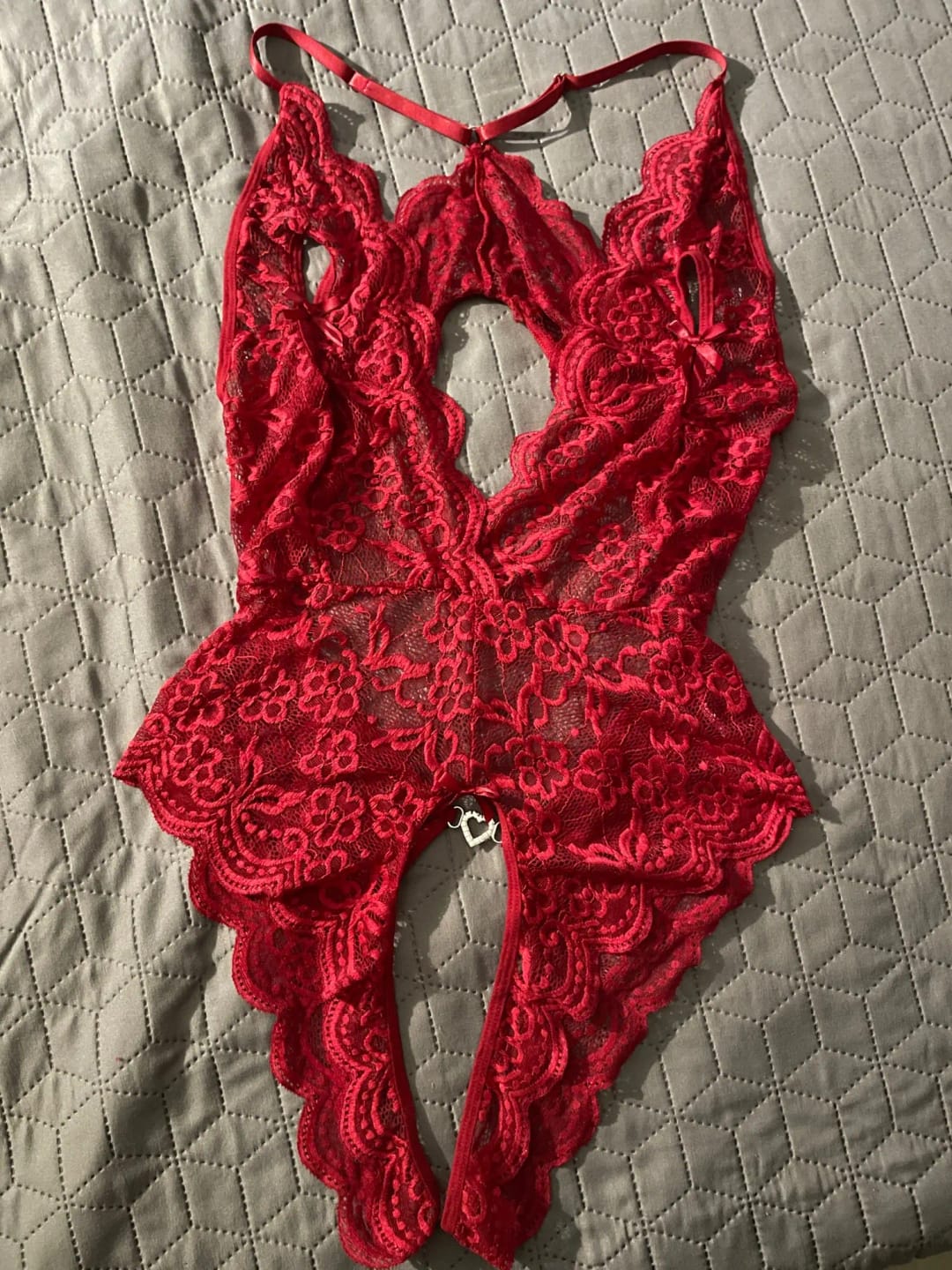 Customer photo review of Vivid Deep-V Crotchless Bodysuit