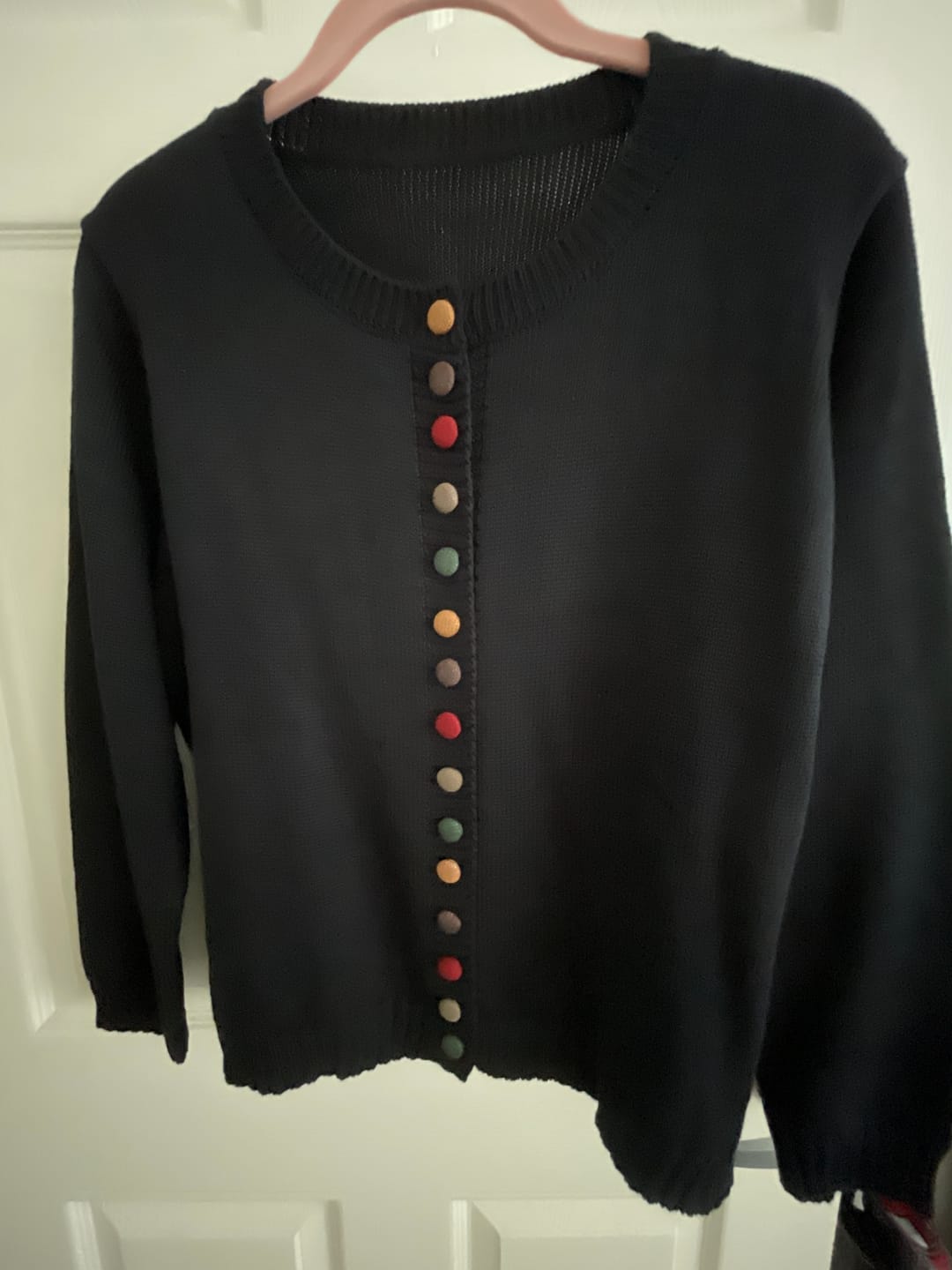Customer photo review of Women Autumn Artsy Colorful Button O-Neck Knit Sweater
