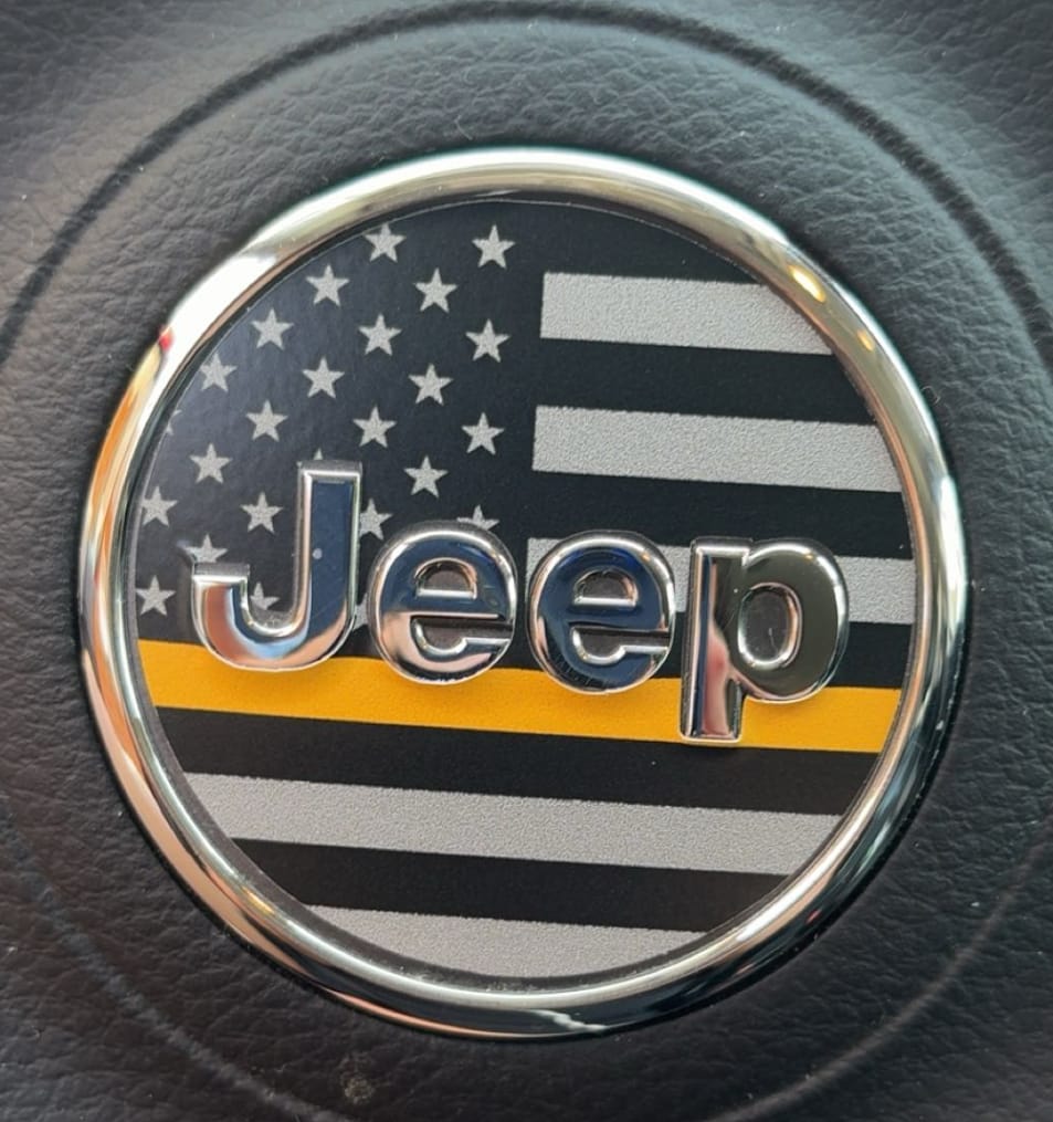 Customer photo review of First Responder Flag Steering Wheel Decal for Jeep
