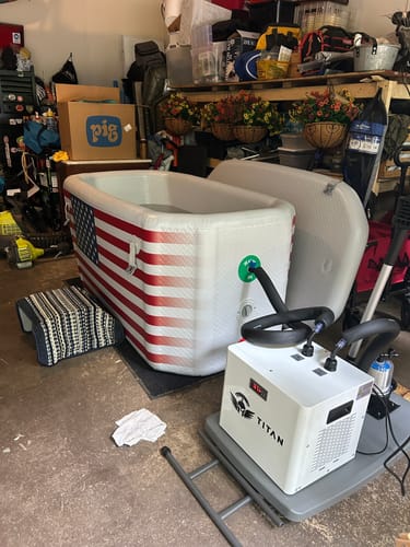 Customer photo review of Triumph USA Flag Cold Plunge Tub + Chiller Bundle