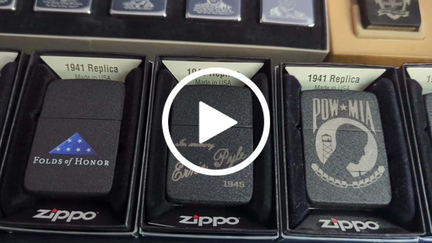Customer video review of EXCLUSIVE - ZIPPO LIGHTER - Ernie Pyle Tribute - Black Crackle®