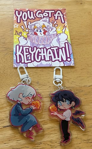 Customer photo review of Howl and Sophie Keychains