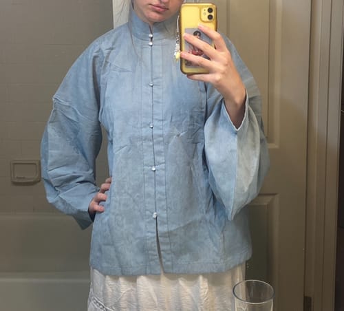 Customer photo review of Jiao Tang 焦糖 Caramel Ming Dynasty Pure Cotton Liling Duijin Pipa & Straight Sleeve Standing Collar Top