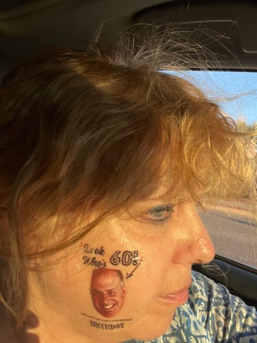 Customer photo review of Custom Photo Face Temporary Tattoo