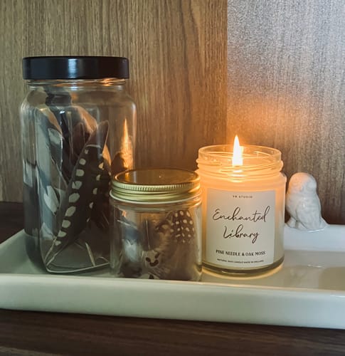 Customer photo review of "Enchanted Library" Book Candle