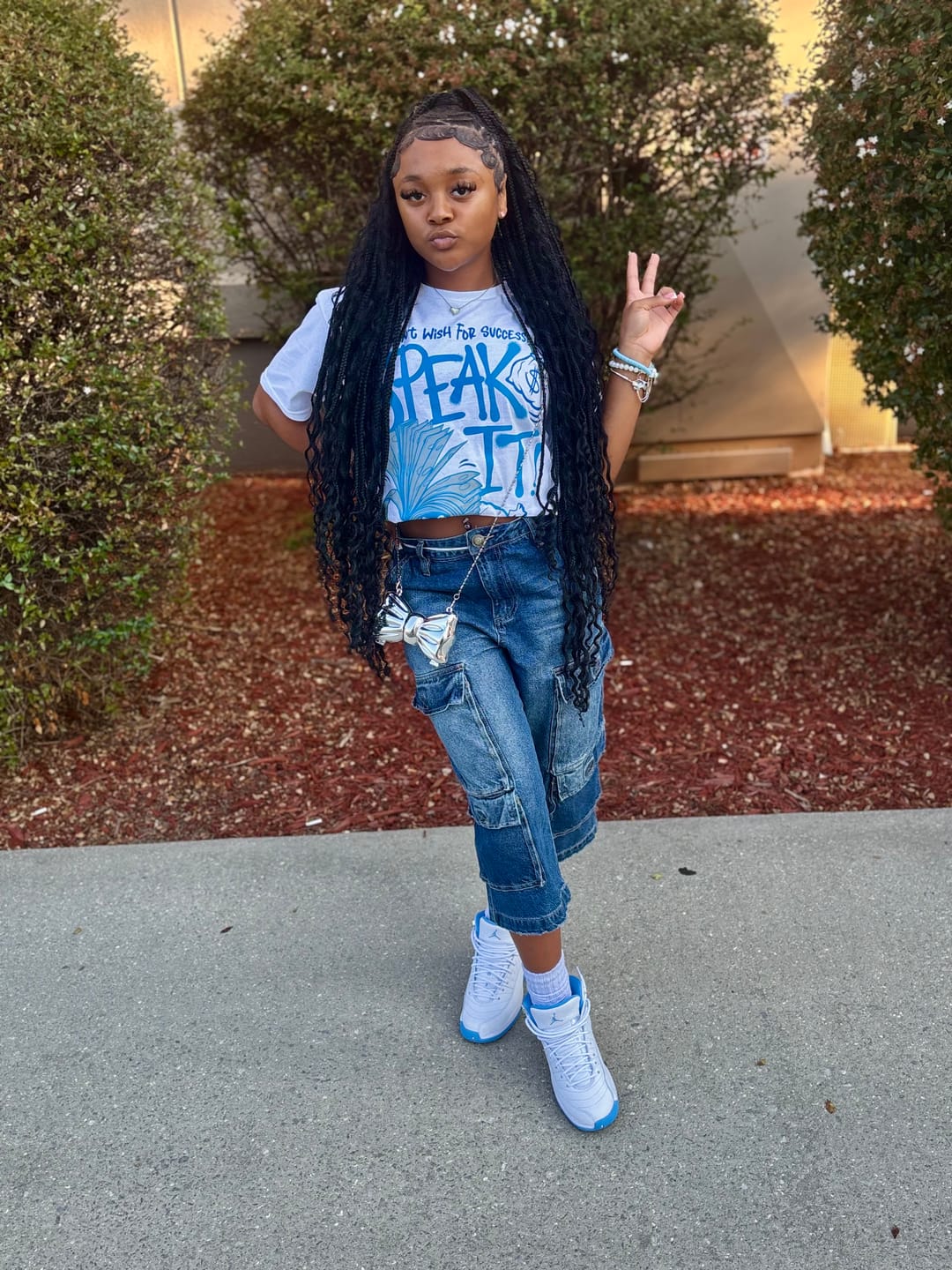 Customer photo review of Military Blue 4s DopeSkill T-Shirt Speak It Graphic