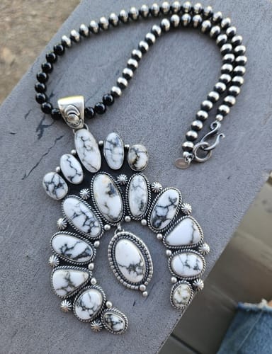 Customer photo review of Navajo Sterling Silver & White Buffalo Naja Pendant