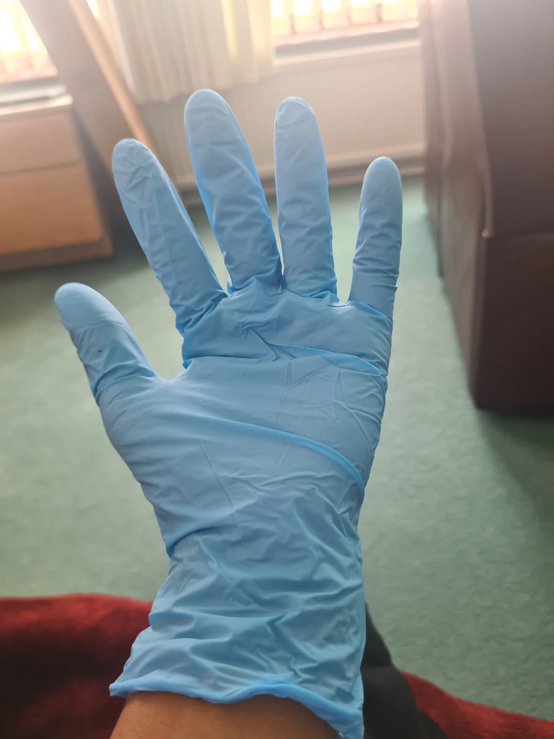 Customer photo review of Blue Nitrile Gloves Medical Grade Cat III PPE Medium x 100