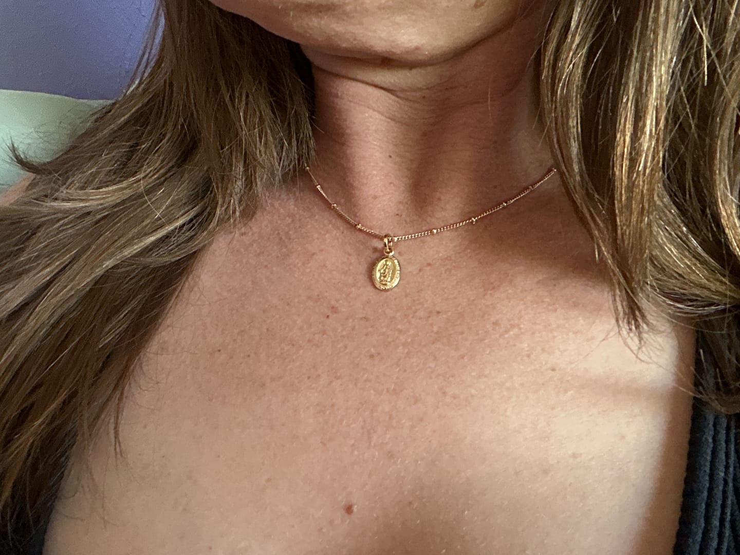 Customer photo review of Miraculous Medal Tiny Gold Filled Necklace