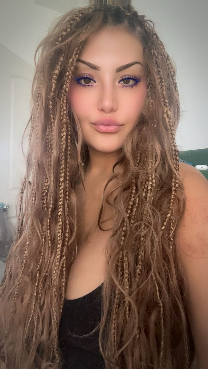 Customer photo review of Color #8 Light Brown Body Wave Bulk Human Braiding Hair