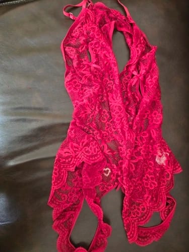 Customer photo review of Vivid Deep-V Crotchless Bodysuit