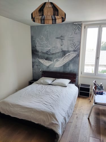 Customer photo review of Papier peint panoramique chambre enfant baleine en mer