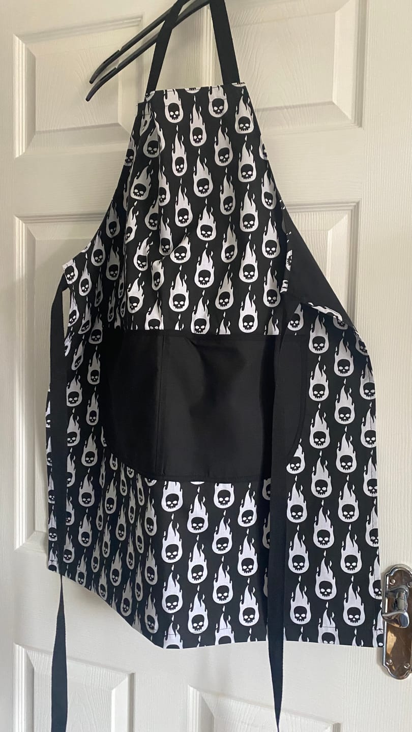 Customer photo review of Flaming Skulls Polycotton Fabric