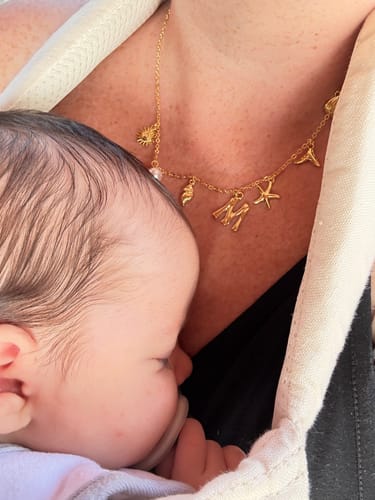 Customer photo review of GOLD OCEAN LETTER NECKLACE