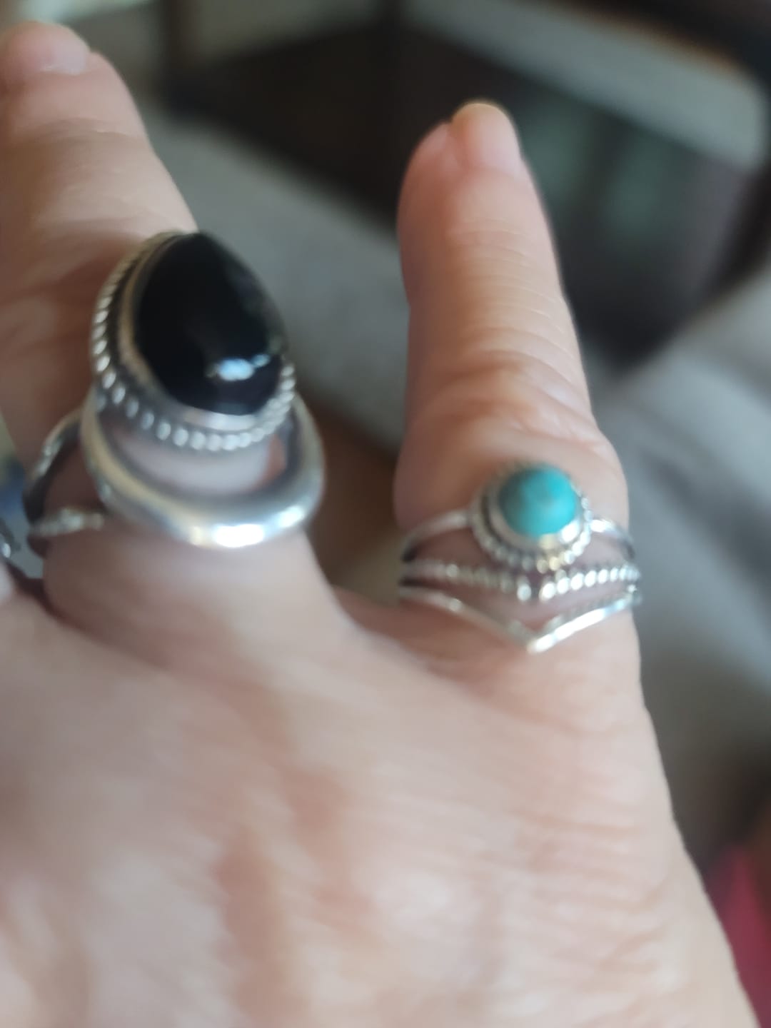 Customer photo review of Chevron Turquoise Stone Ring Sterling Silver