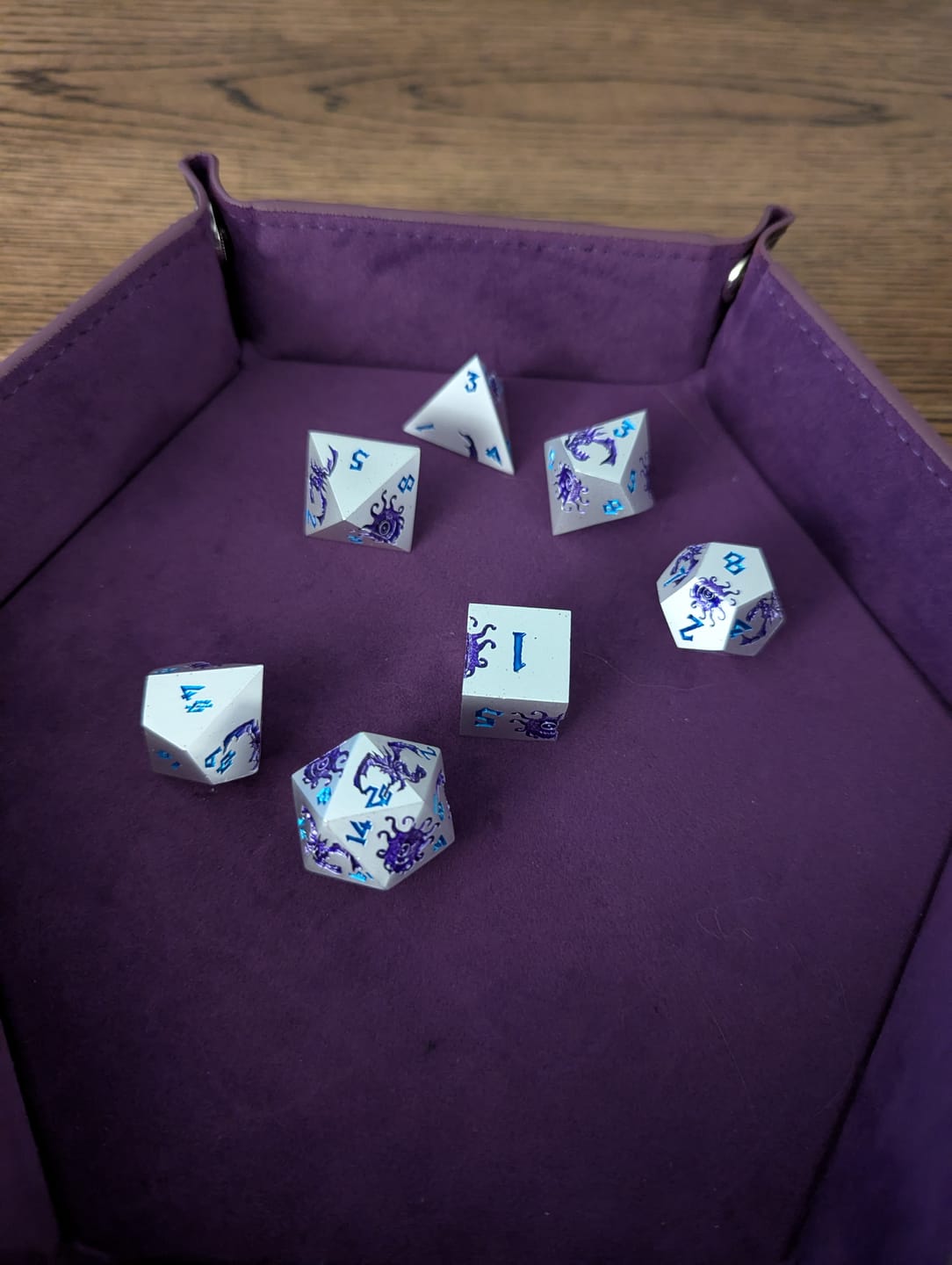 Customer photo review of Monster Manual Dice - Silver and Purple