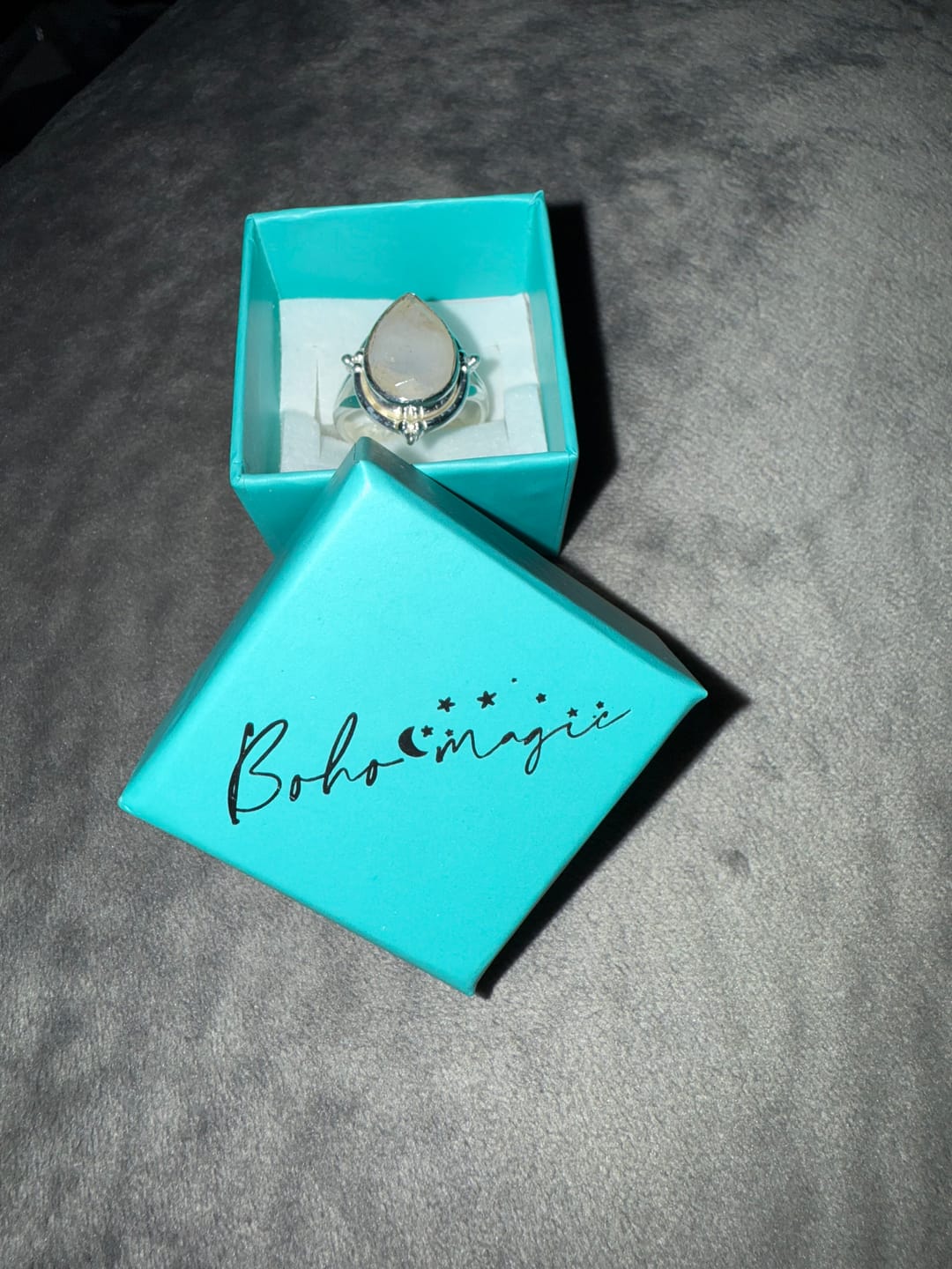 Customer photo review of Teardrop Faceted Moonstone Ring