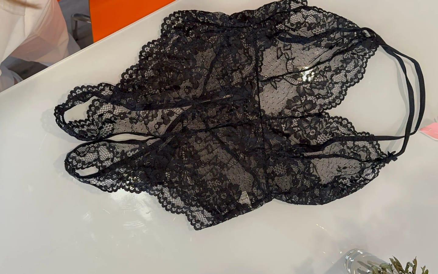 Customer photo review of Lace Reverie Crotchless Bodysuit