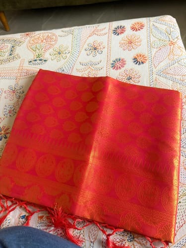 Customer photo review of Ceremonial Royal Orange Gold Woven Kanjivaram Saree