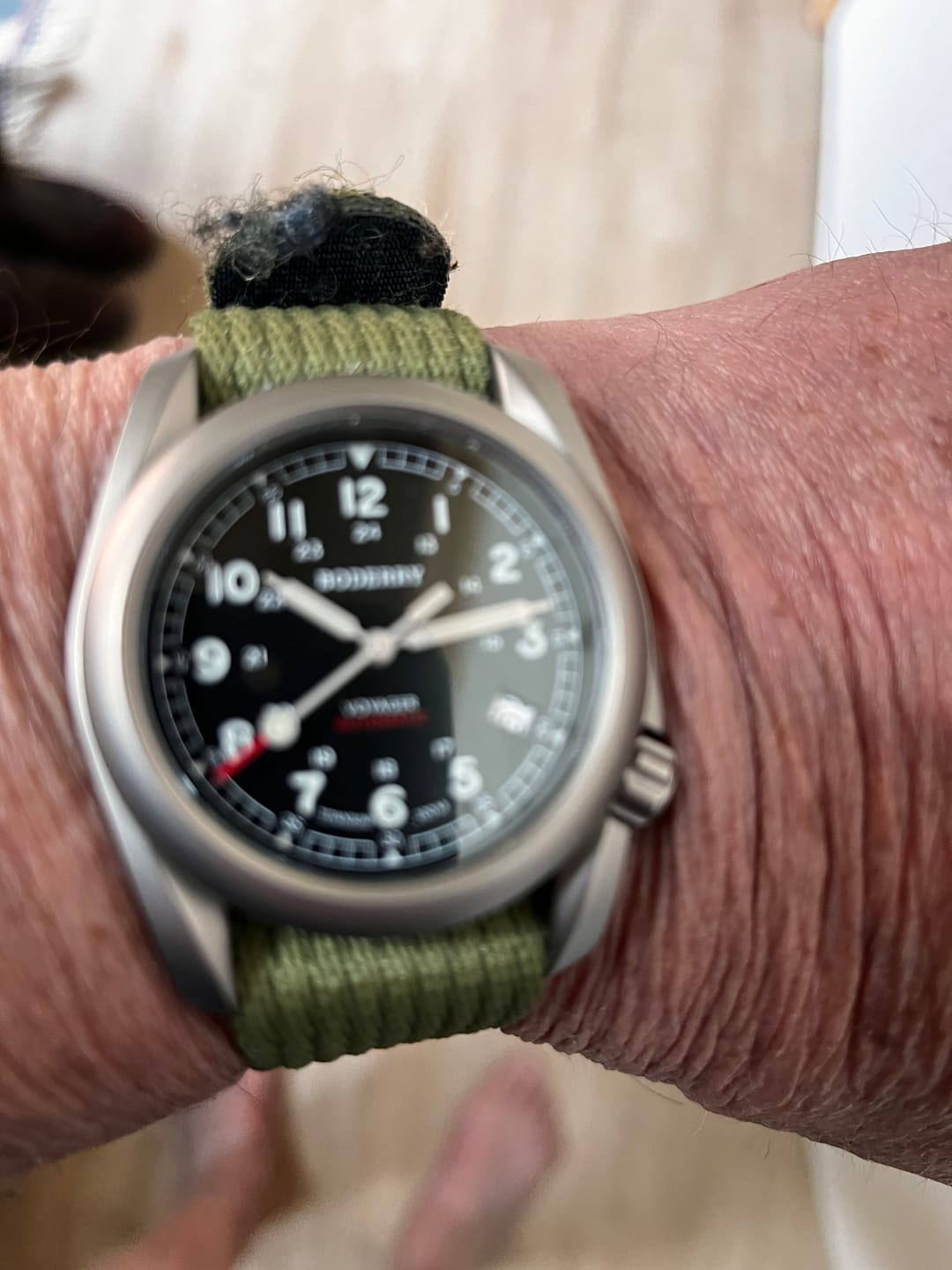 Customer photo review of VOYAGER - 100M Waterproof Titanium Automatic Field Watch | Black