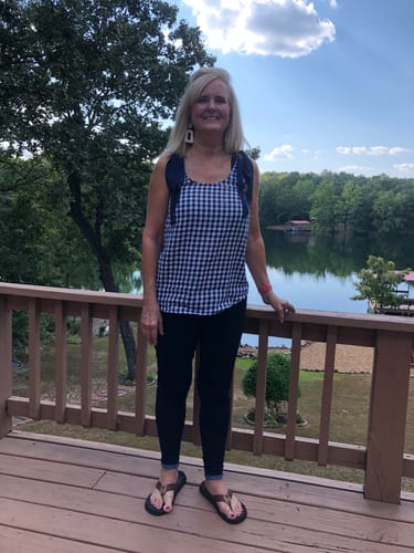 Customer photo review of Gingham Tie Accent Tank