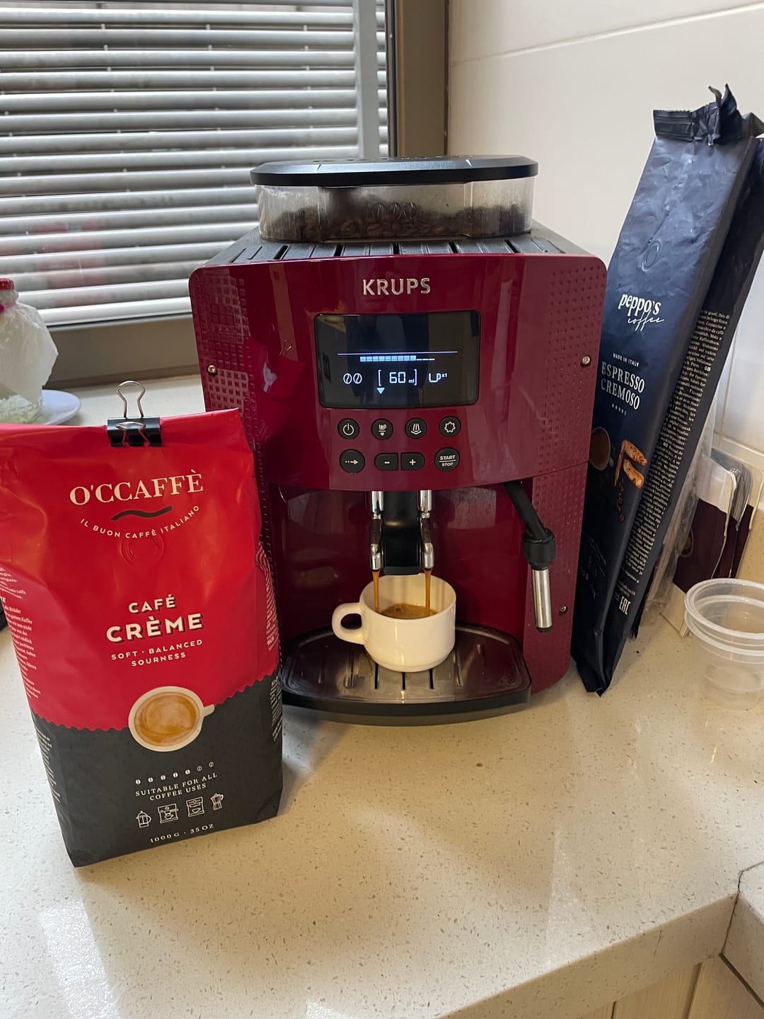 Customer photo review of Occaffe Grano Espresso Creme Rojo 1kg