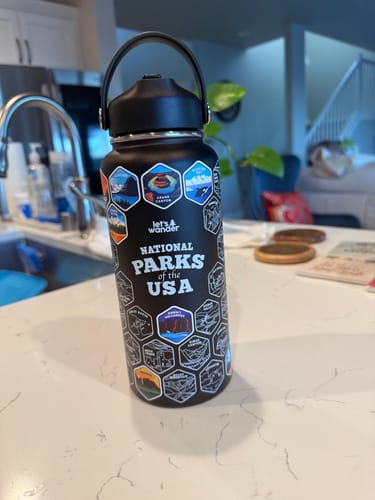 Customer photo review of Let's Wander™ National Parks Water Bottle + Stickers
